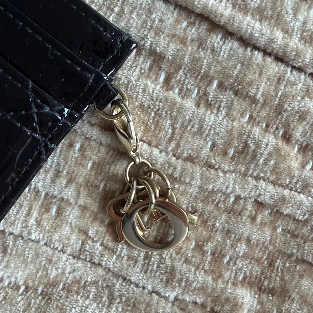 Dior black patent card holder